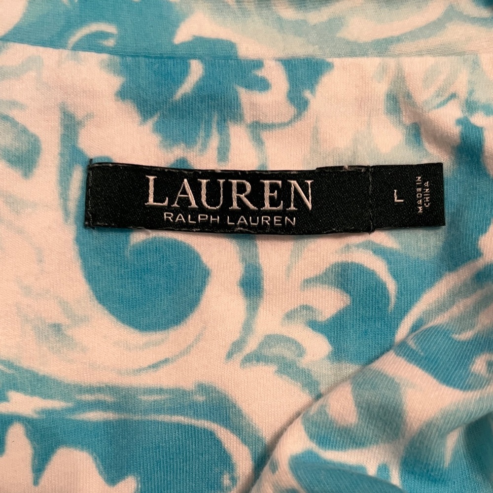 Lauren Ralph Lauren Blue and White Button Down Pajama Top - Picture 6 of 7